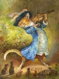 cat with fiddle