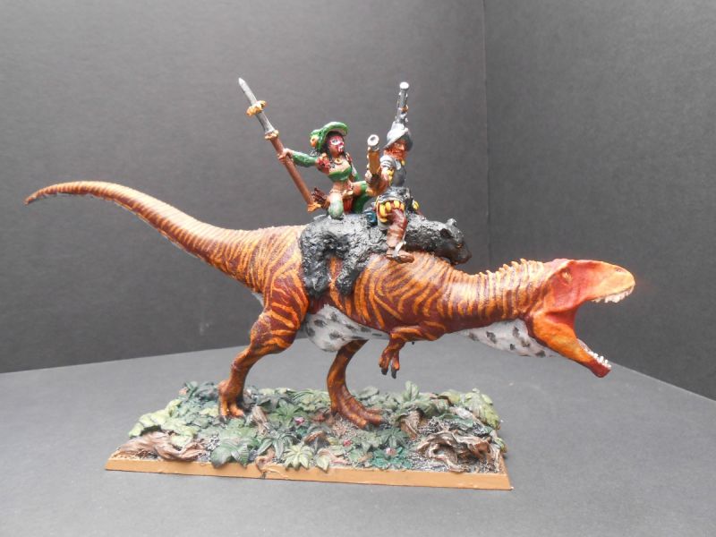 Giganotosaurus with Conquistadore and Amazone Riders