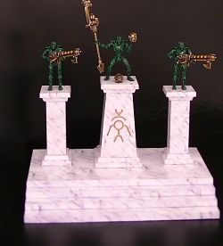 Necron statues of green marble and gold