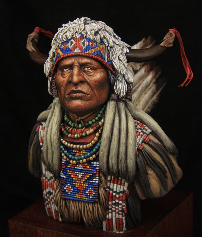 Plain indian chief 1\9 bust boxart for tartar miniatures