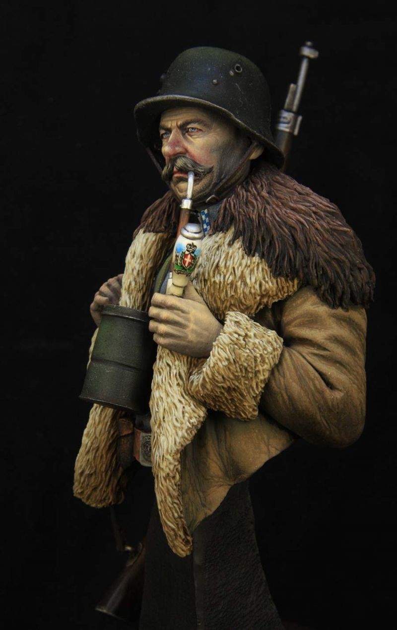 WWI german infantryman in winter sentry clothing