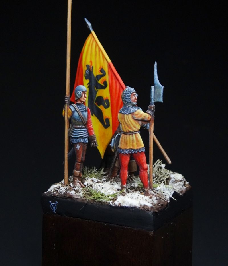 Swiss soldiers of the Canton of Berne. 15th century