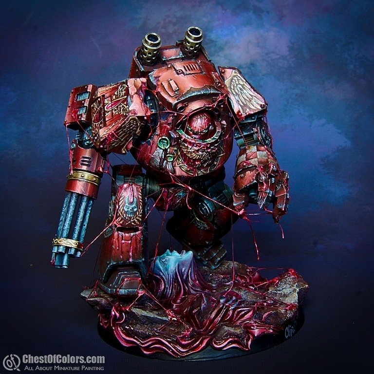 Blood Angels Contemptor Dreadnought in blood rage