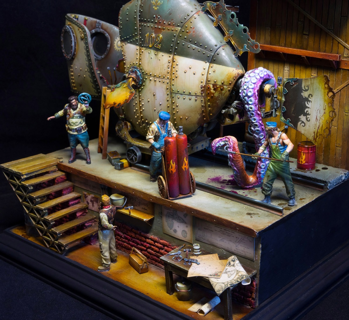 This steampunk diorama is about some men who want to... 