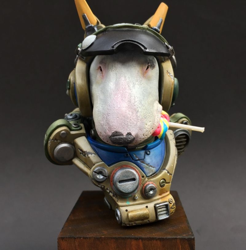 Bull Terrier Pilot bust from the Animal Union series
