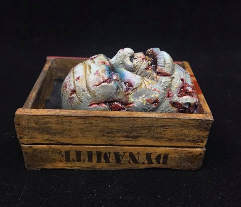 Zombie head in a box
