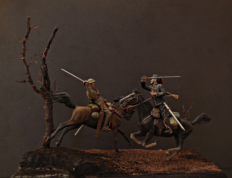 British and German cavalrymen