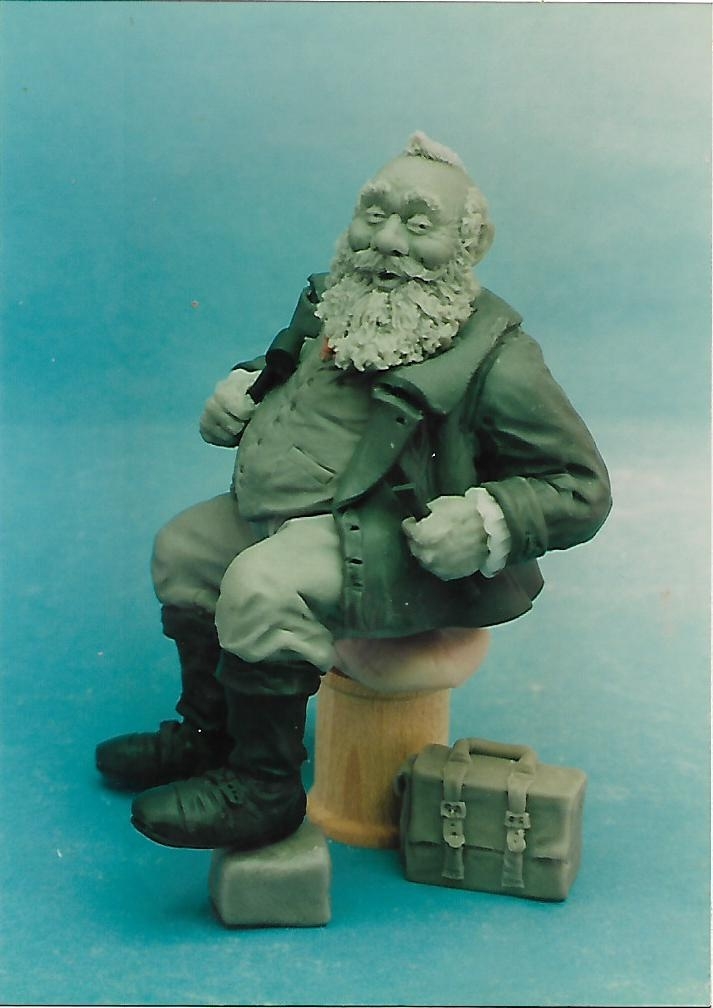 Santa sculpting on a thimble