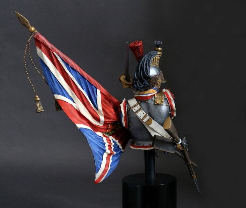 French Cuirassier with captured flag of the British 69th Reg