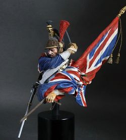 French Cuirassier with captured flag of the British 69th Reg