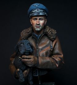 German pilot with his dog ww2