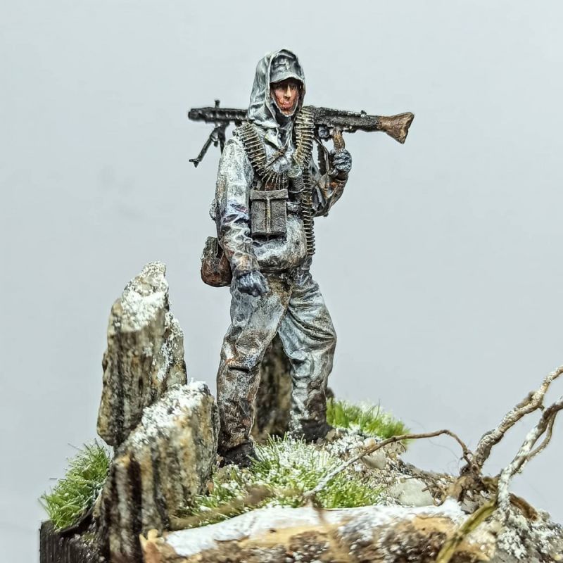 German soldier in winter overalls