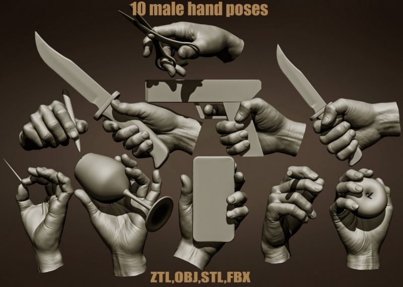 10 male hands
