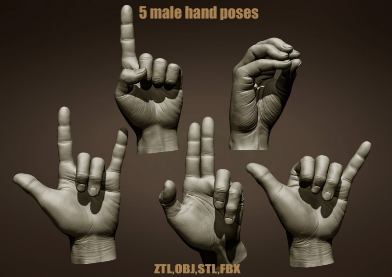5 male hands
