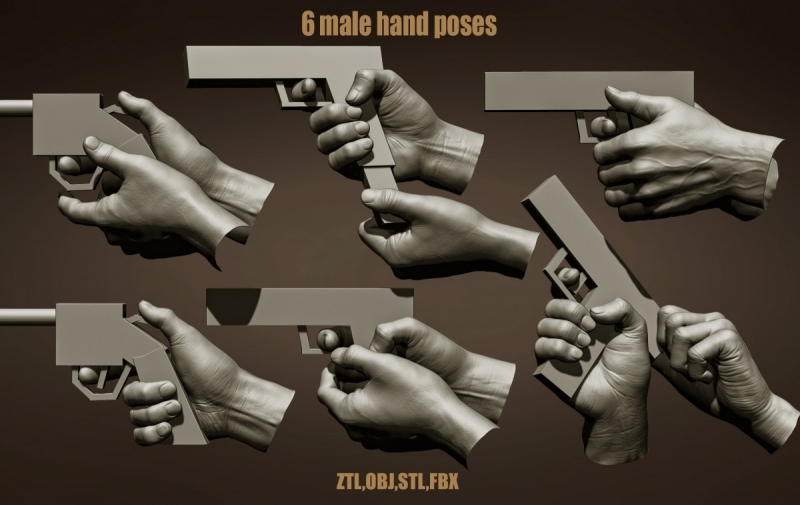 6 male hand poses