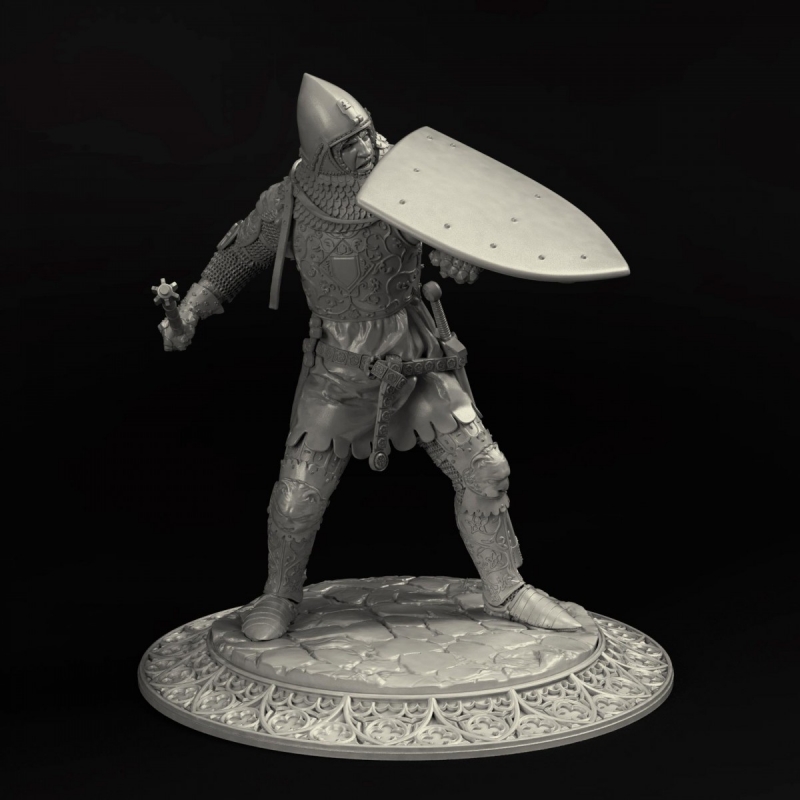 Italian knight in leather armor. 1350-1360
