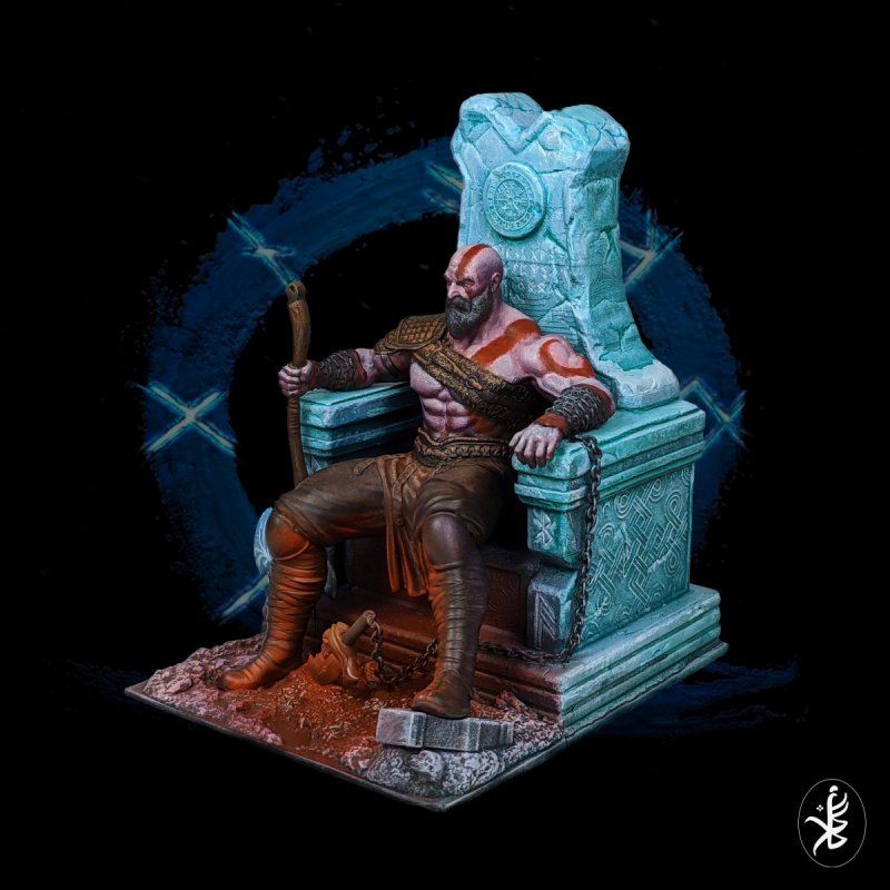 Kratos, from God of War (on throne)