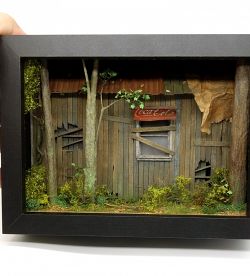 Abandoned shack in the woods frame diorama