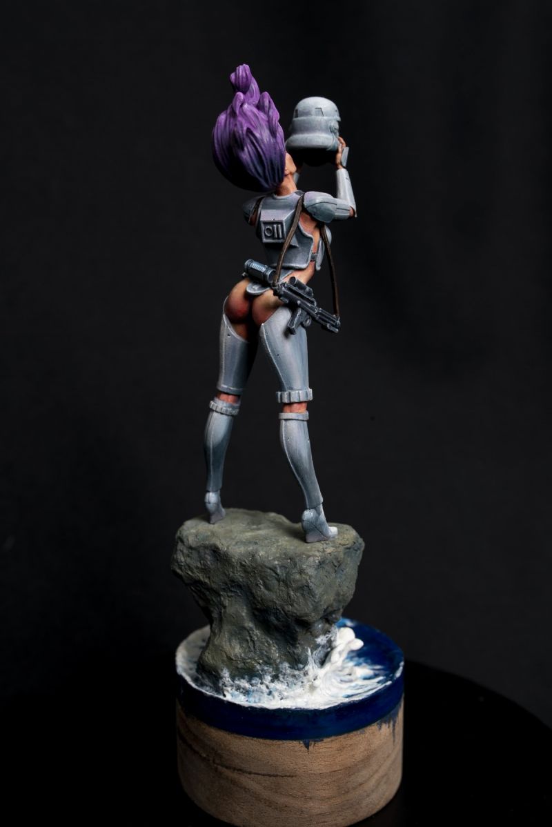 Female storm trooper on the cliff