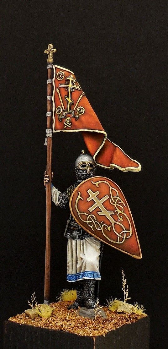 Russian vigilante with a banner, 13th century.