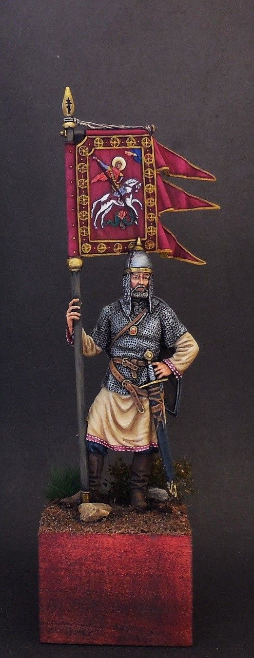 Russian soldier with the banner of St.St. George, 11th-13th centuries.