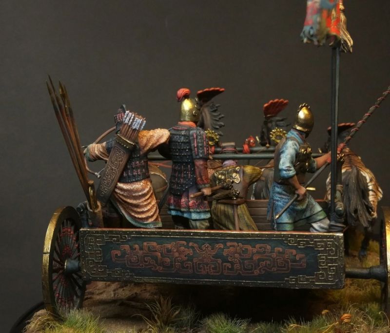 Chinese war chariot with four horses