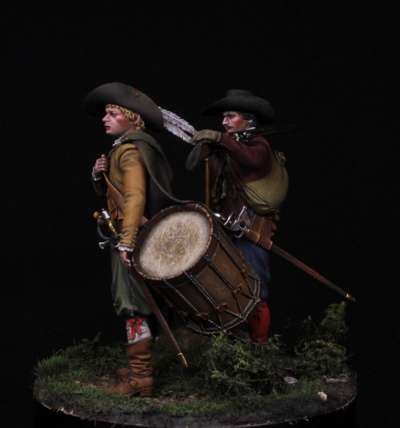 Musketeer and drummer of the Spanish third .