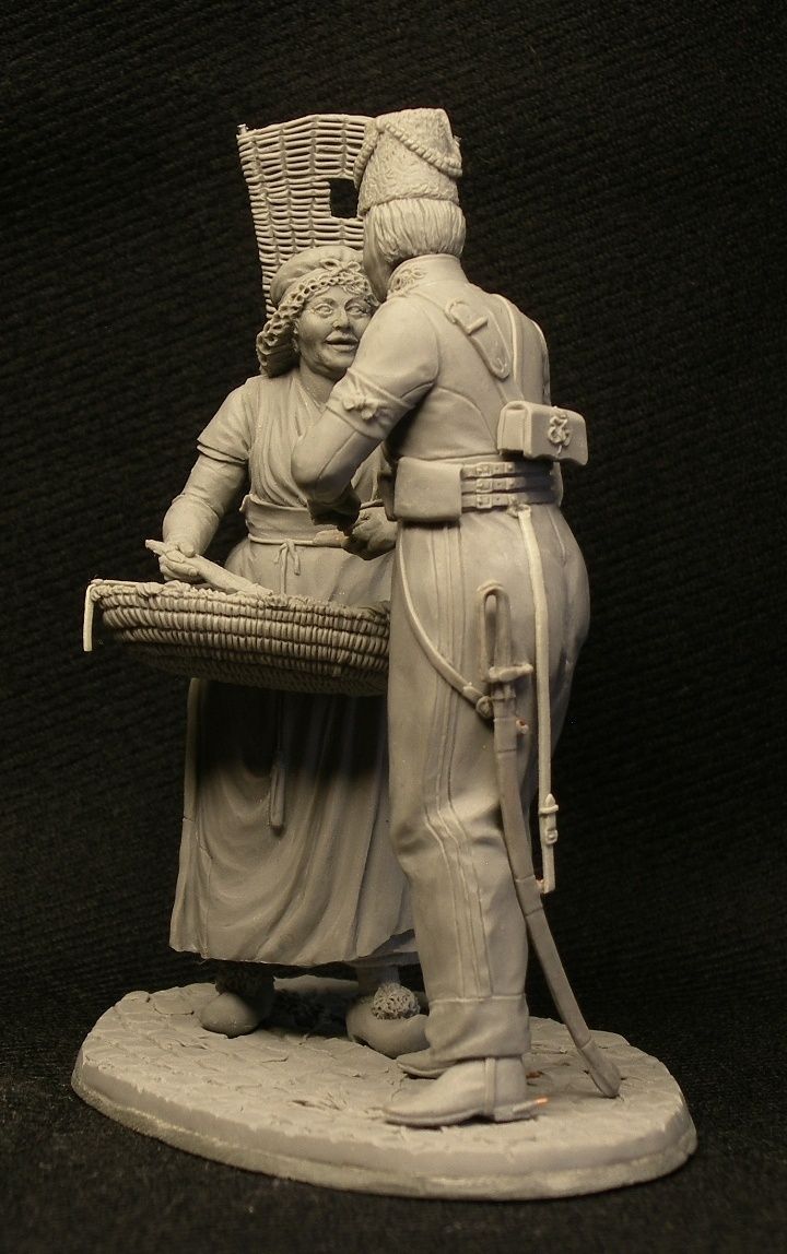 Cossack and fish saleswoman. Paris, 1814. 75mm