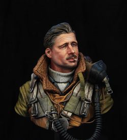 WWII RAF bomber pilot 1\10 bust boxart for Young miniatures