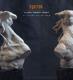 Squosk - Alien bust, collectible resin statue