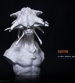 Squosk - Alien bust, collectible resin statue