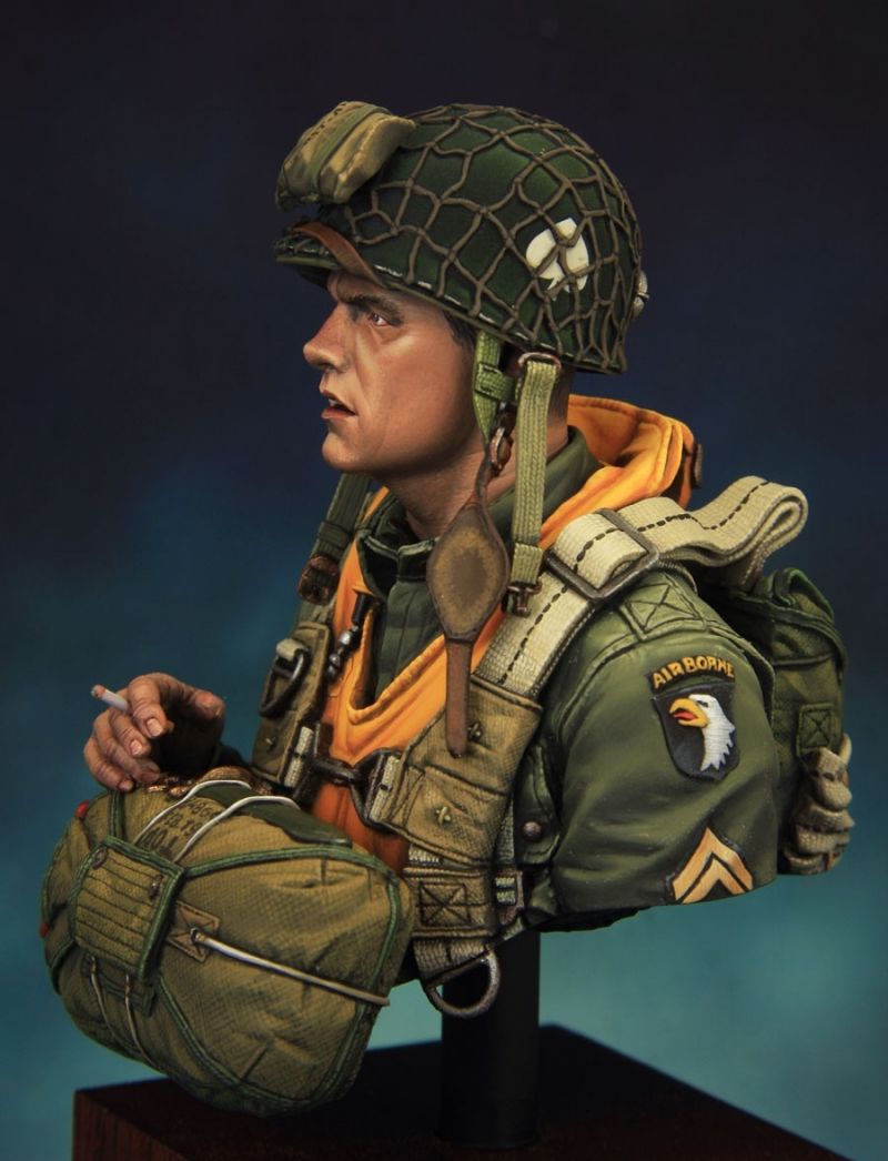US WWII paratrooper 101th division Currahee 1\10 scale bust.