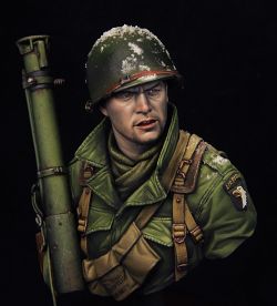 US paratrooper battle fof Bastogne. 1\10 scale boxart for Young miniatures.