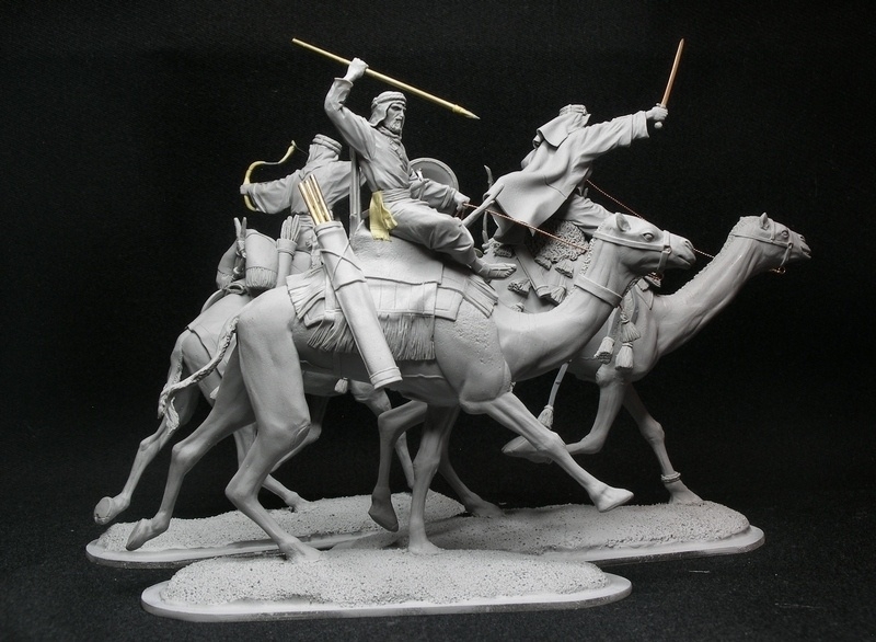 Camel riders, scale 54 mm